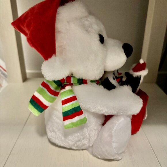 Christmas Polar Bear Dancing Penguins Animated Plush Musical Lights Up Let Snow - Picture 7 of 13